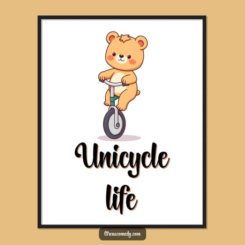 Funny Bear Unicycle Digital Art - Instant Download for Smiles