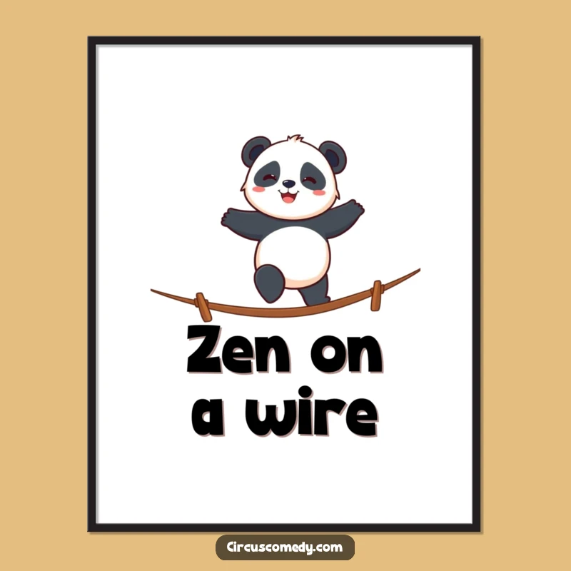Funny Panda Tightrope Digital Art: Instant Calm, Hilarious Funny Gift