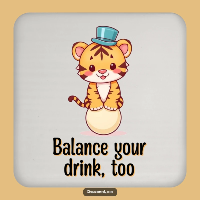 Funny Tiger Top Hat Coaster: Protect Surfaces with Hilarious Style, Gift!