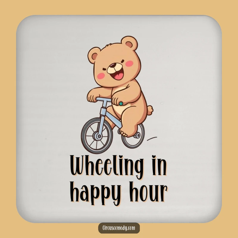 Funny Bear Unicycle Coasters - Determined & Hilarious Table Gift