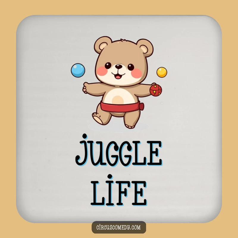 Funny Cute Bear Juggling Coaster - Protect Surfaces with Circus Flair