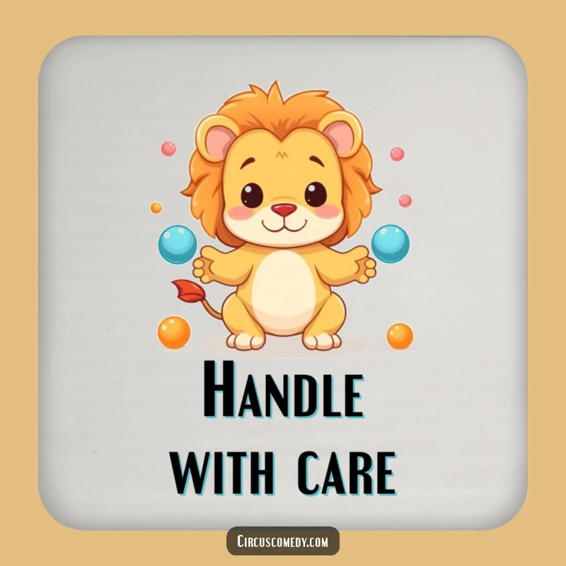 Funny Lion Juggling Coaster - Protect Surfaces with Humor