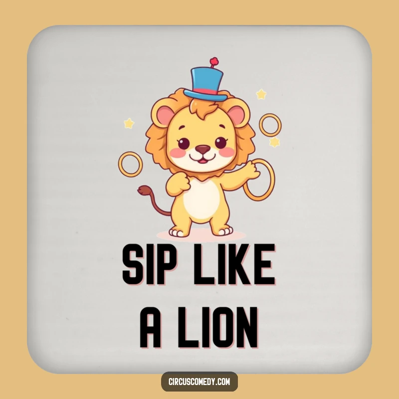 Funny Lion Top Hat Coasters - Chic & Hilarious Table Gift
