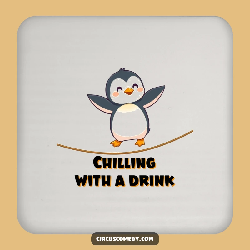 Funny Penguin Tightrope Coasters - Whimsical & Hilarious Table Gift