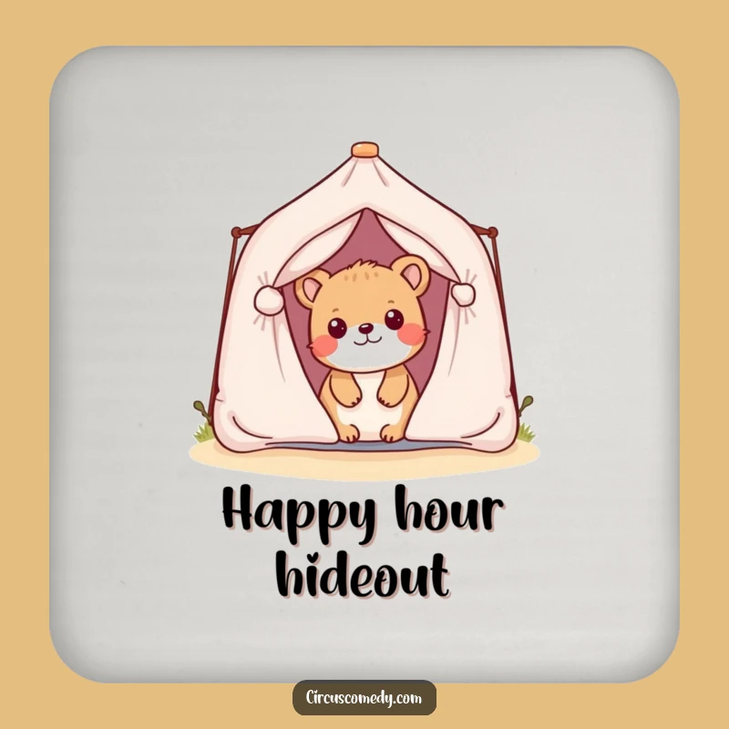 Funny Playful Animal Tent Coaster Set, Hilarious Decor for Your Table