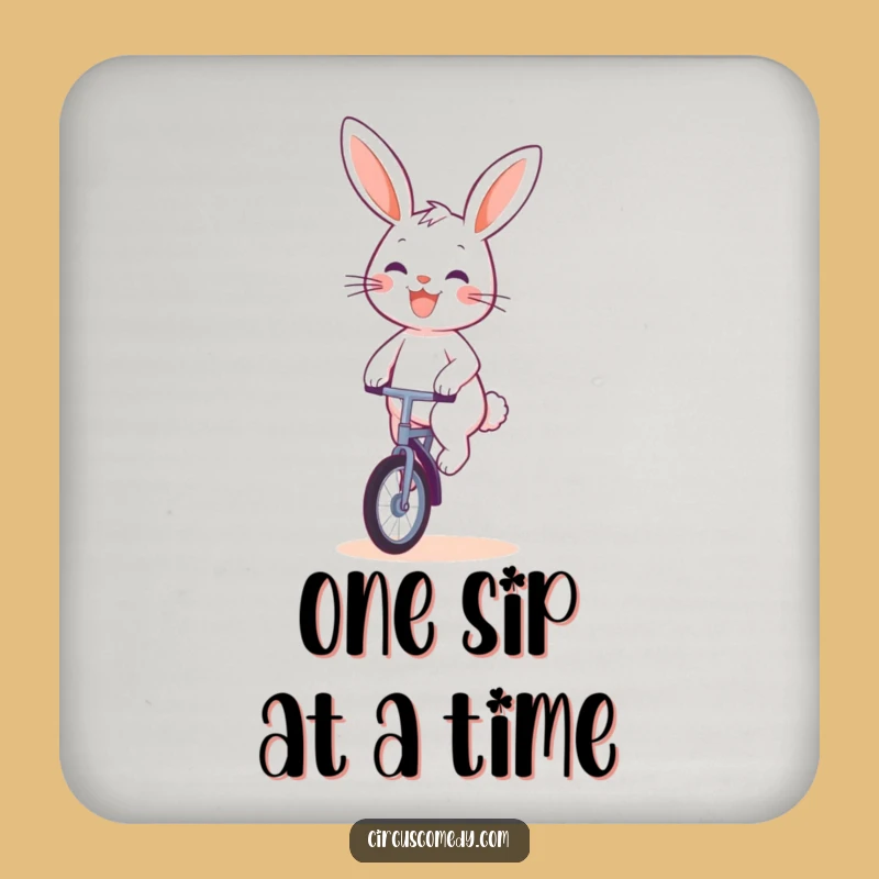 Funny Rabbit Unicyclist Drink Coaster: Stylish Surface Protection with Fun