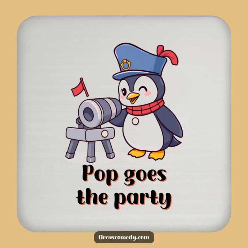 Funny Ringmaster Penguin Drink Coaster - Protect Surfaces with Humor