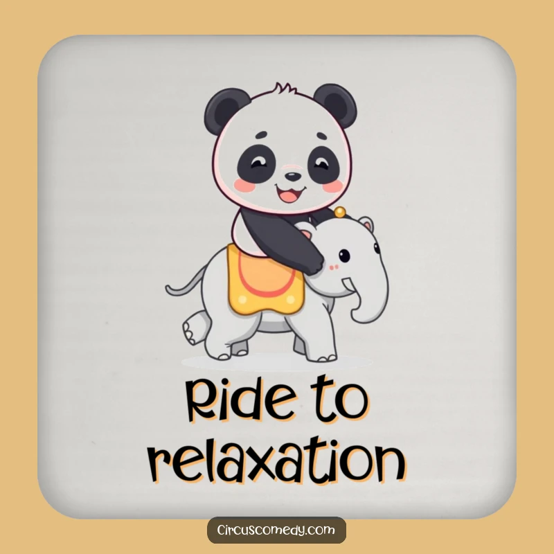 Funny Panda Drink Coaster: Panda on Elephant - Protect Surfaces Humorously