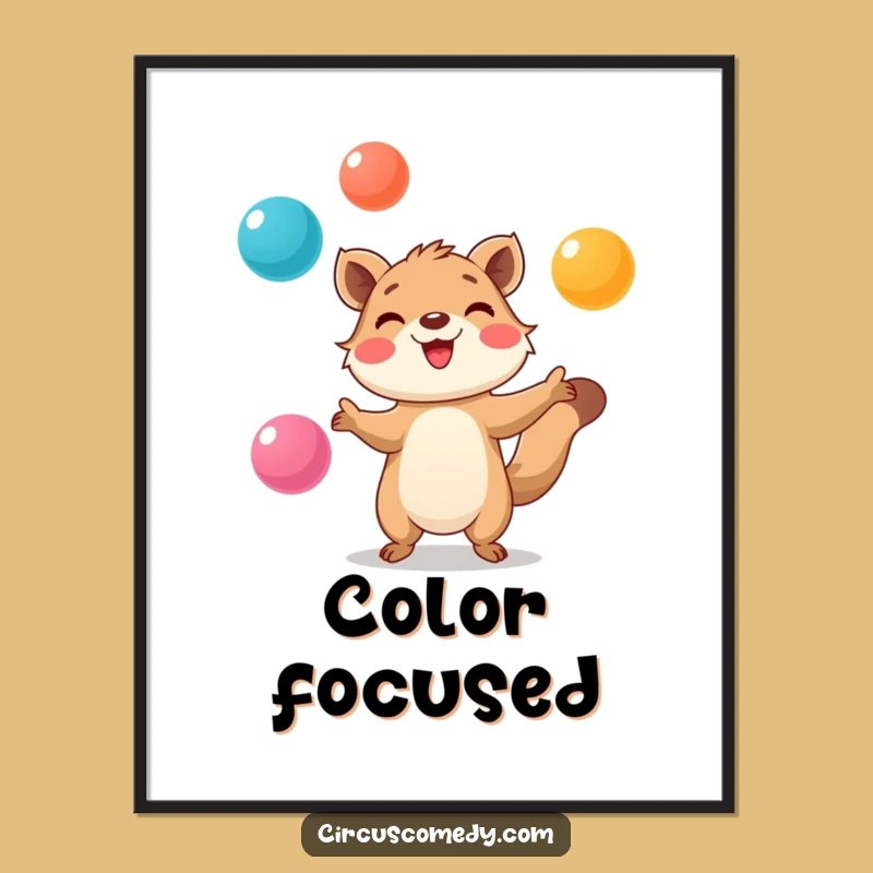 Funny Animal Juggling Poster - Focused Action for Wall Art