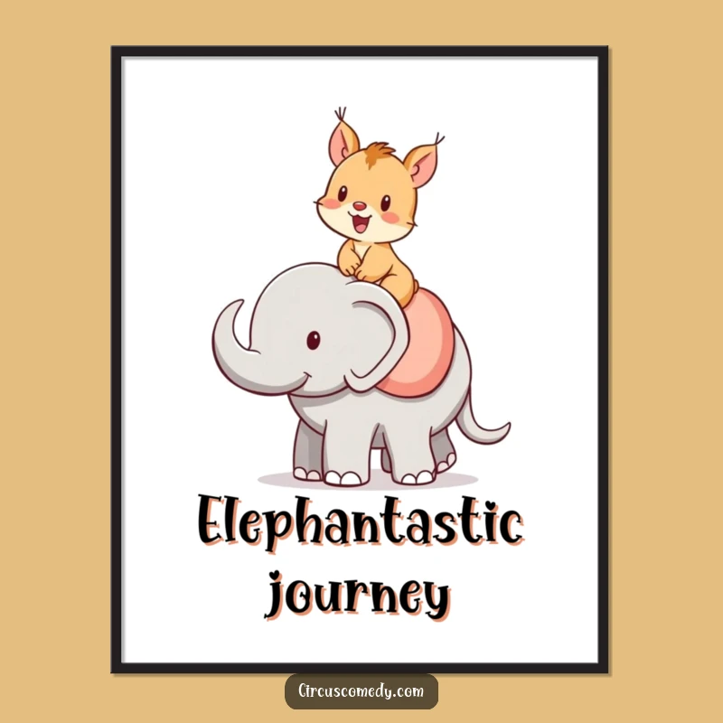 Funny Squirrel Elephant Rider Poster - Cheerful Art for Your Walls!