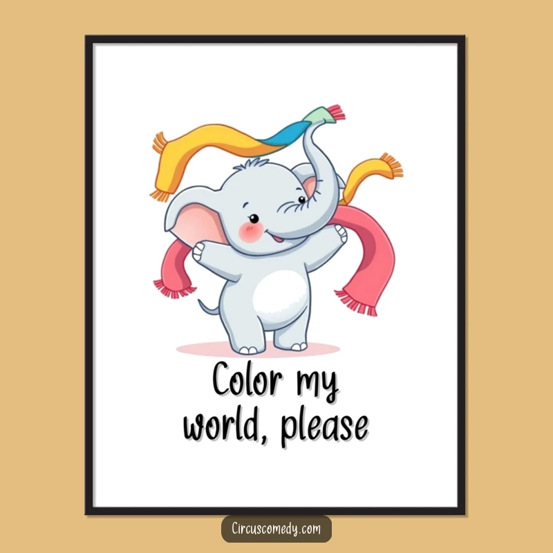 Funny Elephant Juggling Poster: Vibrant Wall Art, Hilarious Gift Idea!