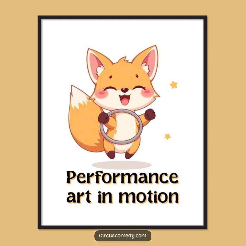 Funny Fox Hoop Game Poster: Joyful Acrobat Art for Your Walls