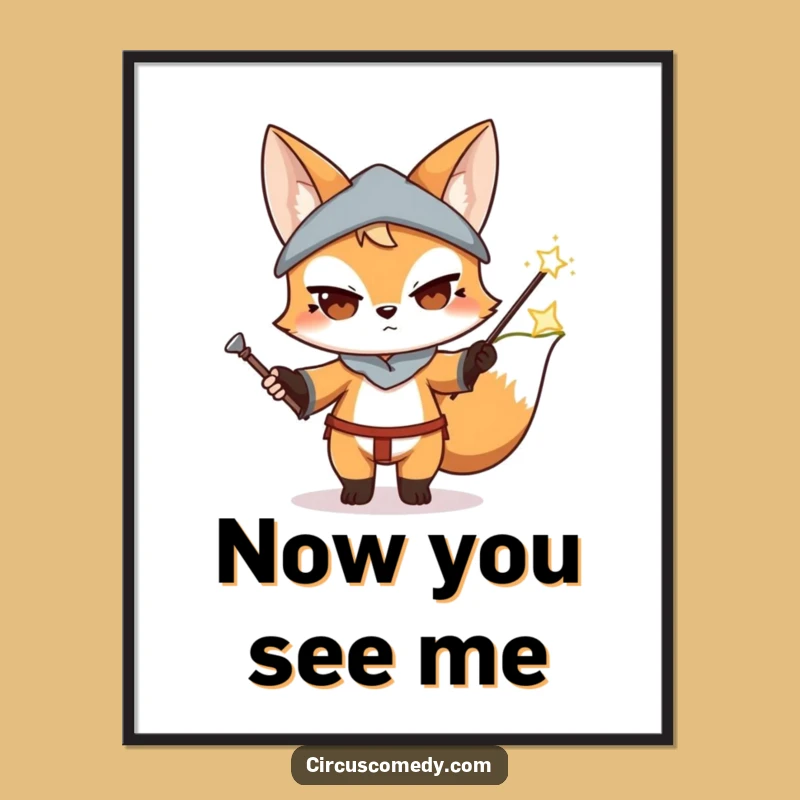 Funny Fox Magician Poster: Enchanting Wall Art for a Magical Space