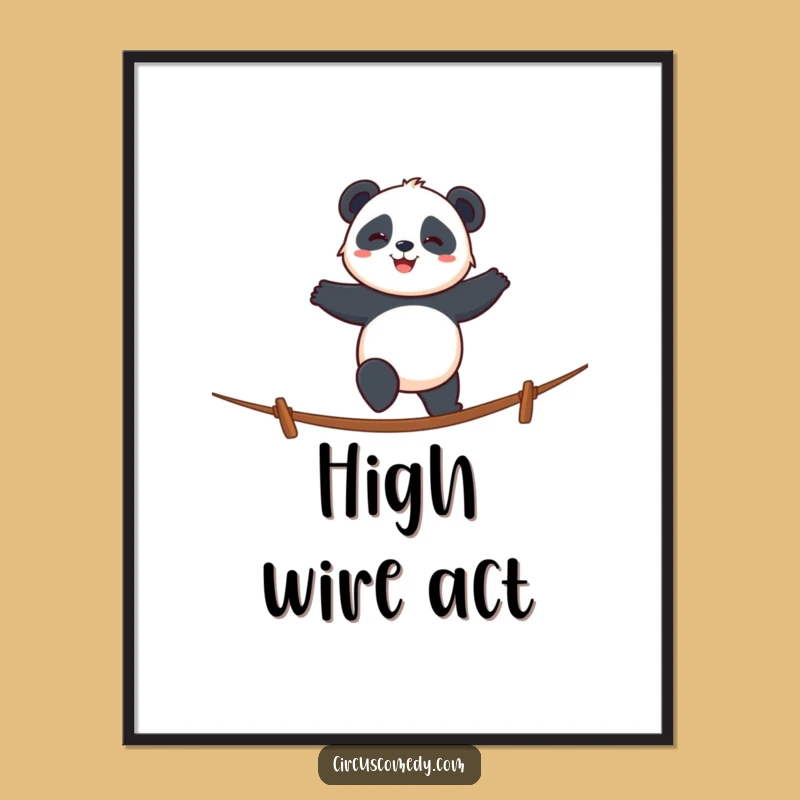 Funny Panda Tightrope Poster: Peaceful Art, Hilarious Funny Gift