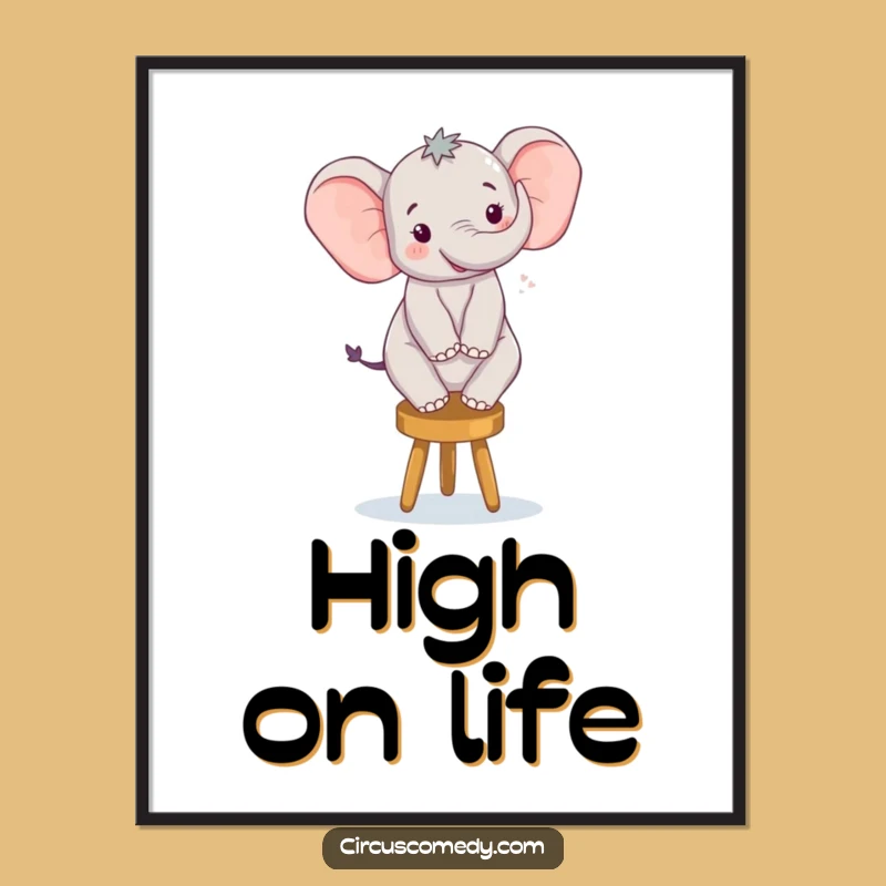 Funny Elephant Balancing Poster - Vibrant Wall Art for Smiles