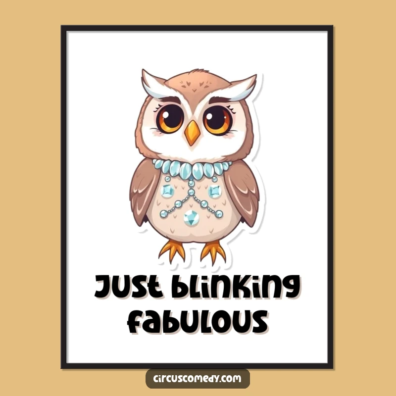 Funny Owl Sequin Costume Poster: Dazzling Wall Art for a Laugh!