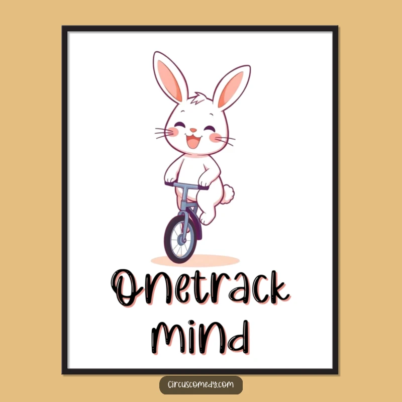 Funny Rabbit Unicyclist Poster: Cheerful Wall Art for a Happy Space