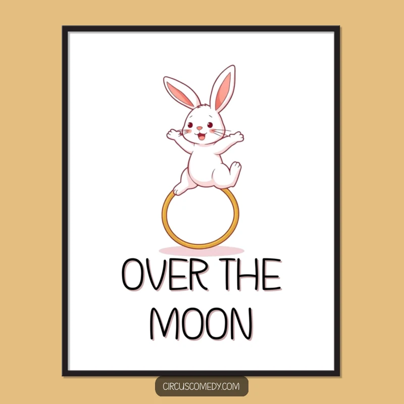 Funny Rabbit Jump Poster - Energetic Wall Art Gift