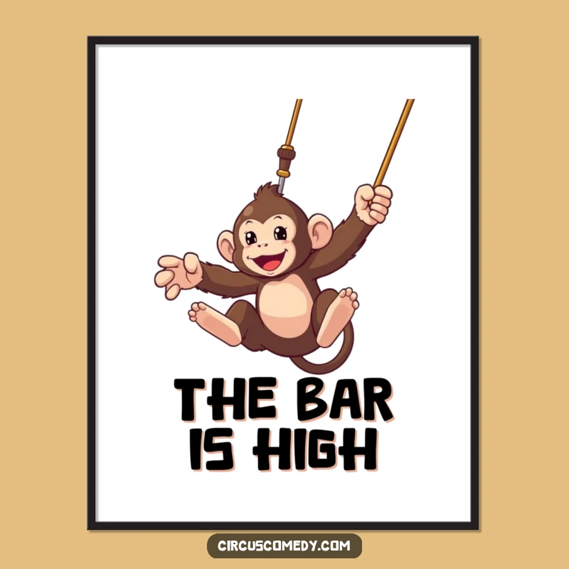 Funny Monkey Trapeze Poster: Dynamic Wall Art for Energetic Spaces