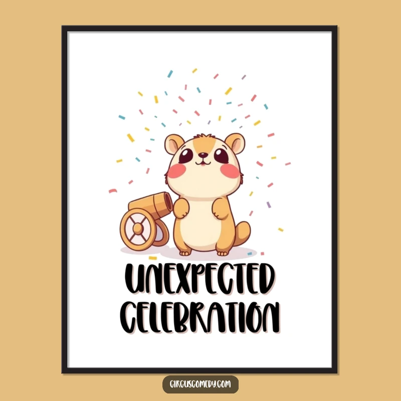 Funny Confetti Surprise Animal Poster, Hilarious Wall Art for a Cheerful Home