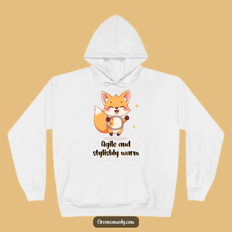 Funny Fox Hoop Game Hoodie: Cozy Up with Joyful Acrobat Fun