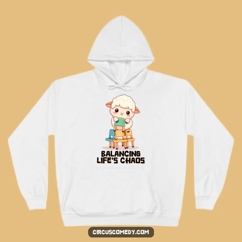 Funny Sheep Chair Stacker Hoodie - Cozy & Hilarious Balance Act Gift