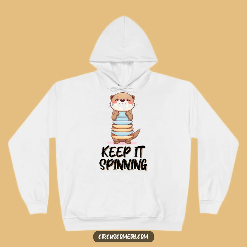 Funny Otter Balancing Plates Hoodie: Cozy Comfort and Aquatic Antics!
