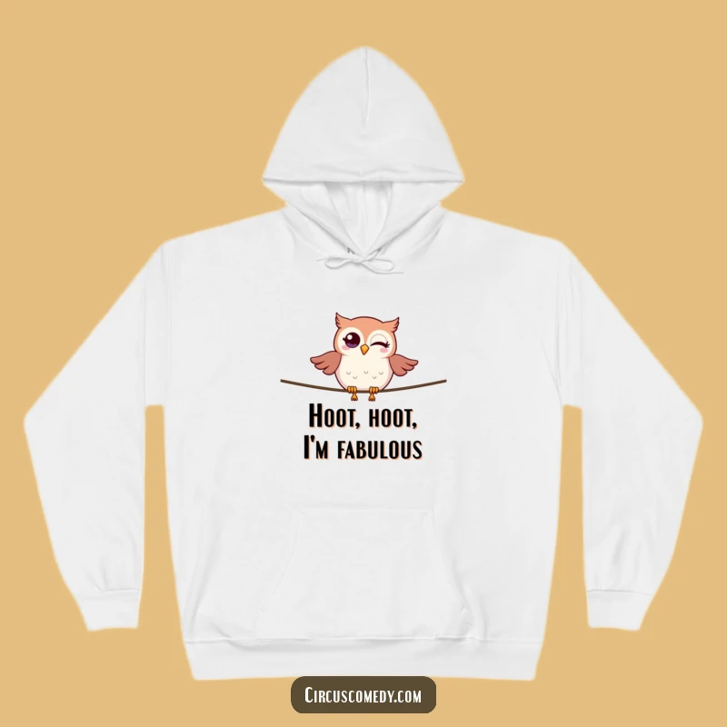 Funny Owl Tightrope Hoodie: Cozy Winking Bird on Rope, Warm & Wise Funny Gift!