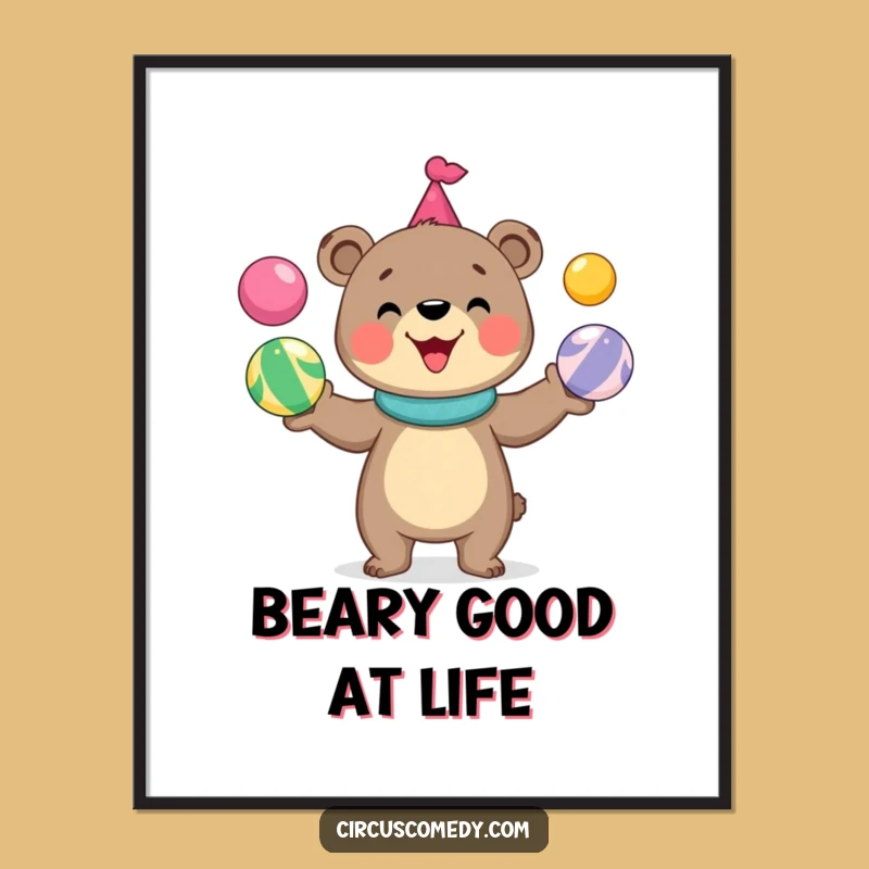 Funny Free Printable Wall Art: Juggling Bear Circus Fun, Perfect Downloadable Decor!