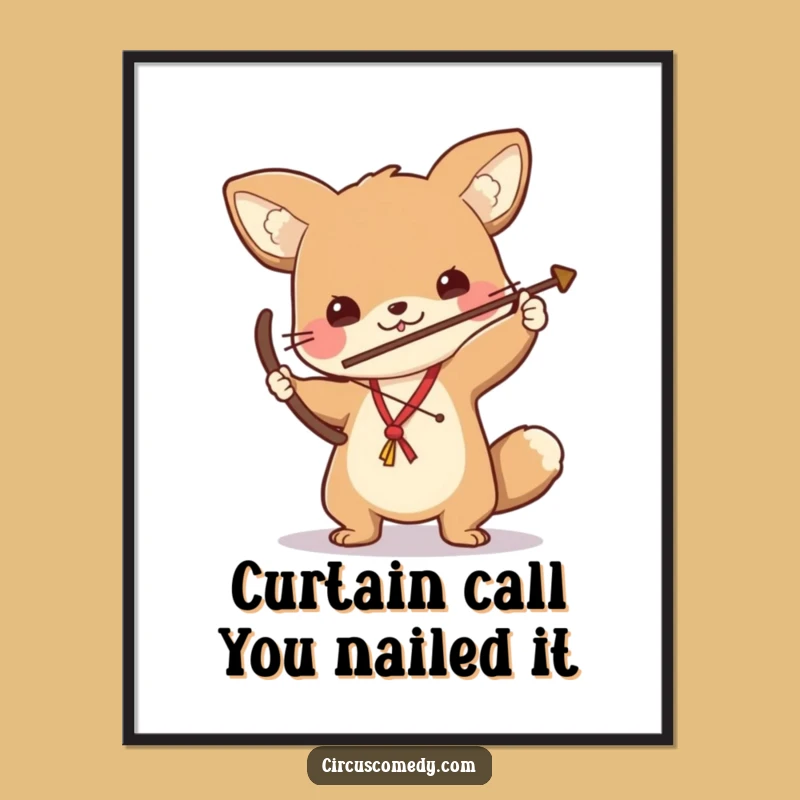 Funny Free Printable Wall Art: Determined Animal Bow - Dramatic Downloadable Art