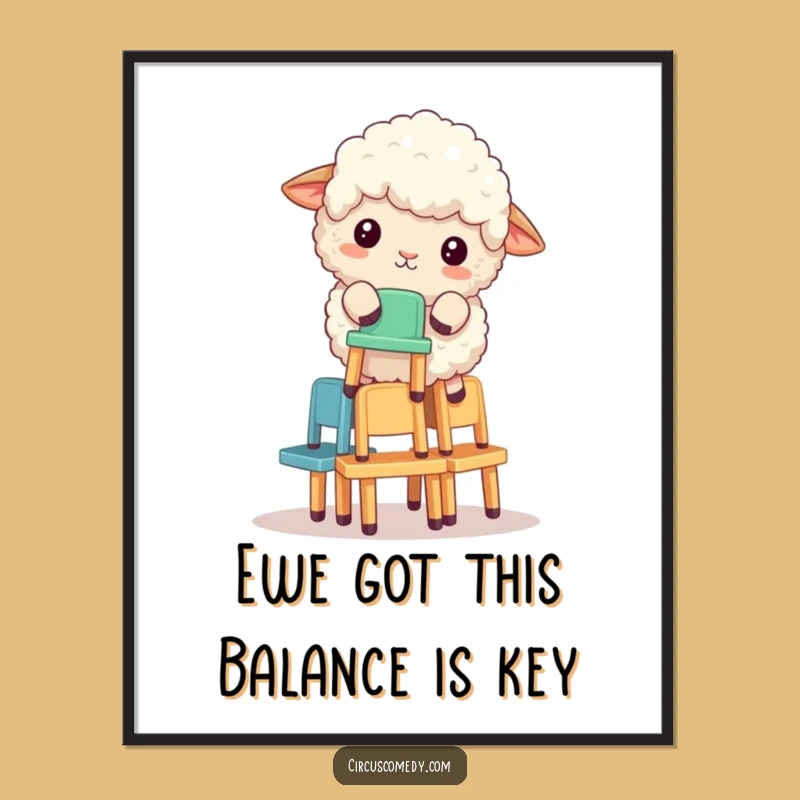 Free Printable Wall Art: Sheep's Balancing Act - Funny Downloadable Decor