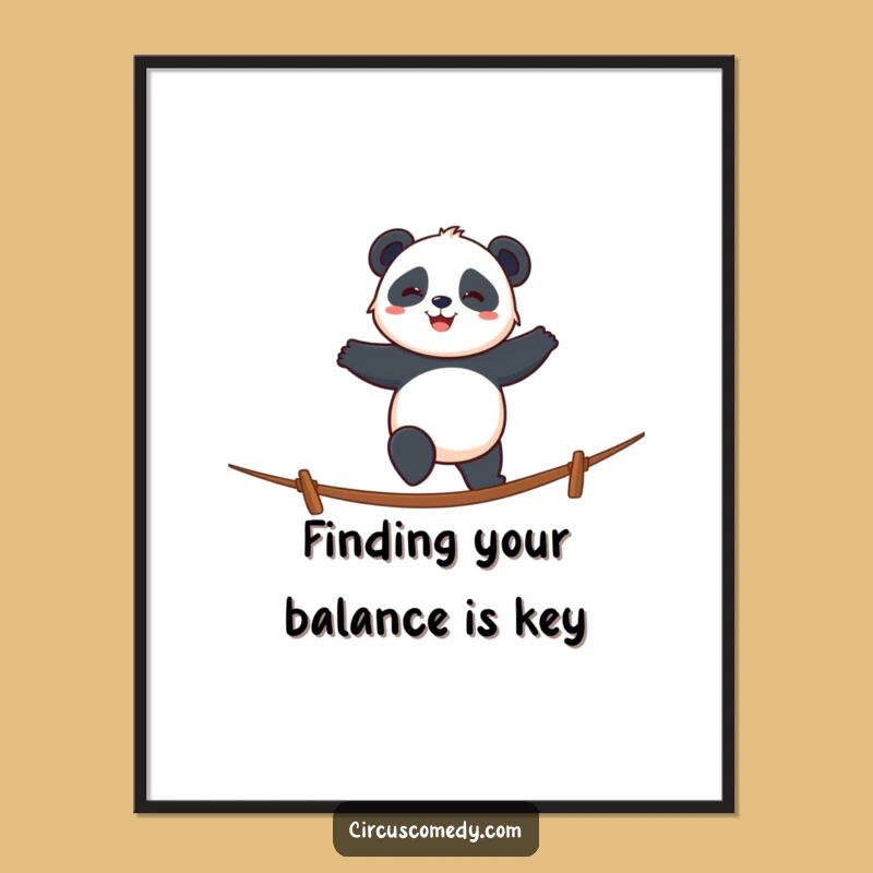 Funny Free Printable Wall Art: Panda Tightrope Walker, Downloadable Art for Calm Spaces