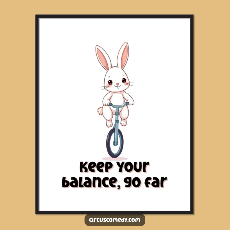Free Printable Wall Art: Determined Rabbit Unicyclist, Perfect for Humorous Decor