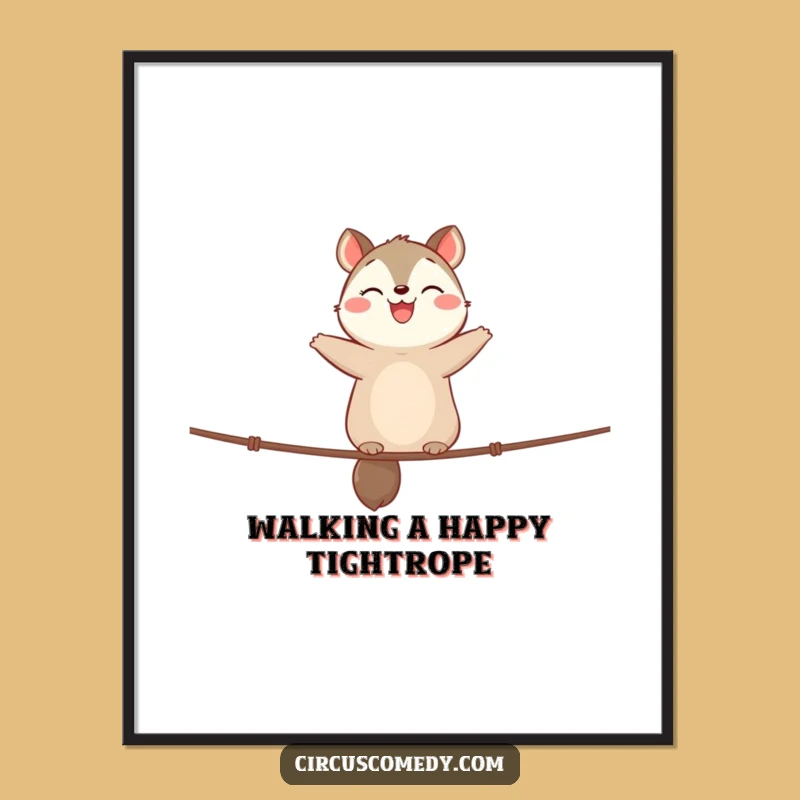 Free Printable Wall Art: Happy Animal Balances on High Wire Decor