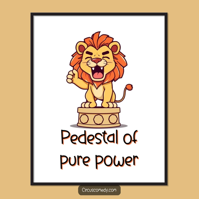 Free Printable Wall Art: Playful Lion Roar Pedestal Downloadable Decor