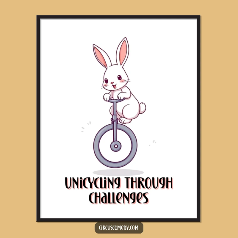 Funny Free Printable Wall Art: Rabbit Unicycle Stunts, Quirky Downloadable Decor!