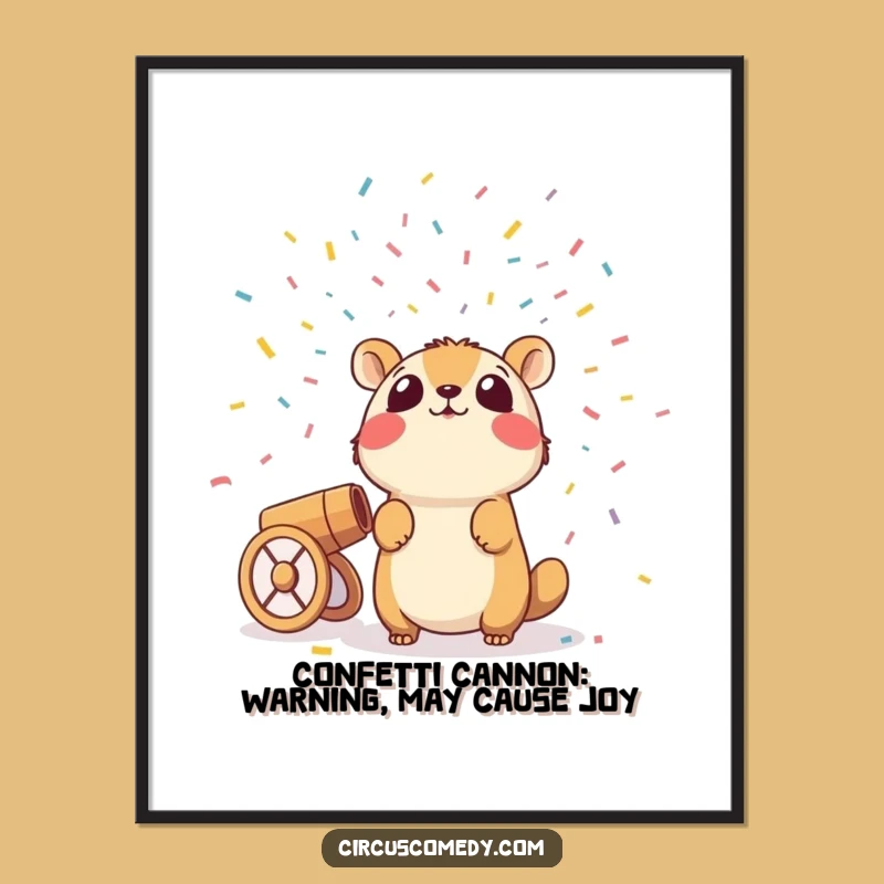 Funny Free Printable Wall Art: Surprised Animal Confetti Cannon Explosion Downloadable Decor