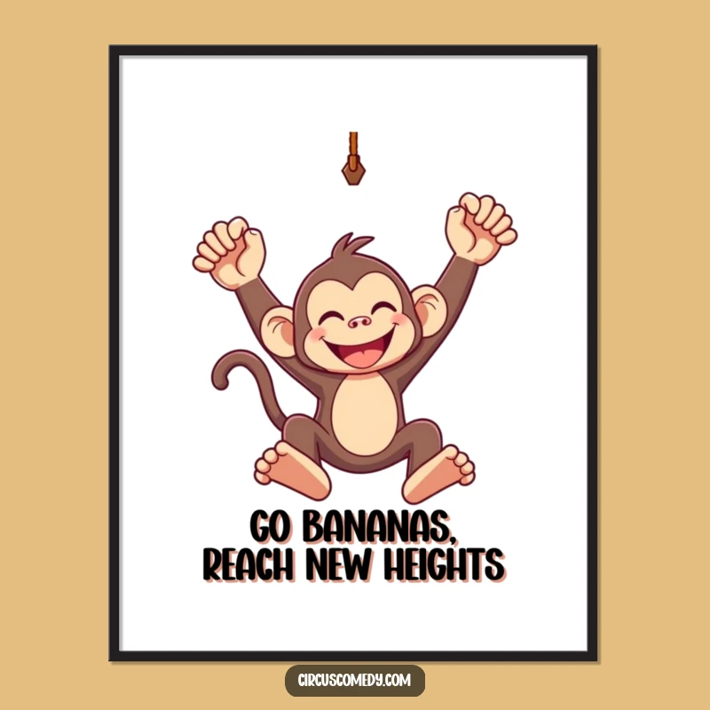 Free Printable Wall Art: Joyful Monkey Trapeze Swing Downloadable Decor