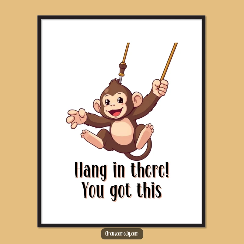 Funny Free Printable Wall Art: Monkey Swinging Trapeze - Downloadable Decor