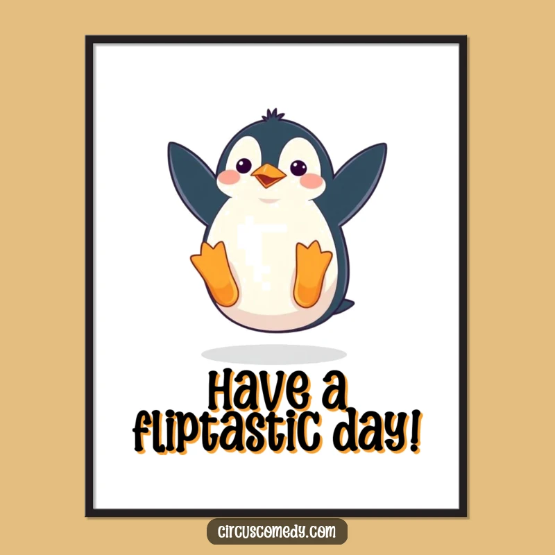 Free Printable Penguin Somesault Wall Art - Comical Downloadable Decor!