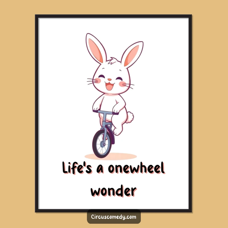 Free Printable Wall Art: Funny Rabbit Unicyclist Downloadable Art for Quirky Decor