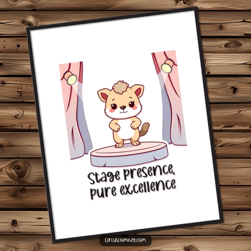 Funny Free Printable Wall Art: A brave animal stands confidently on a small stage, exuding pride and charisma.