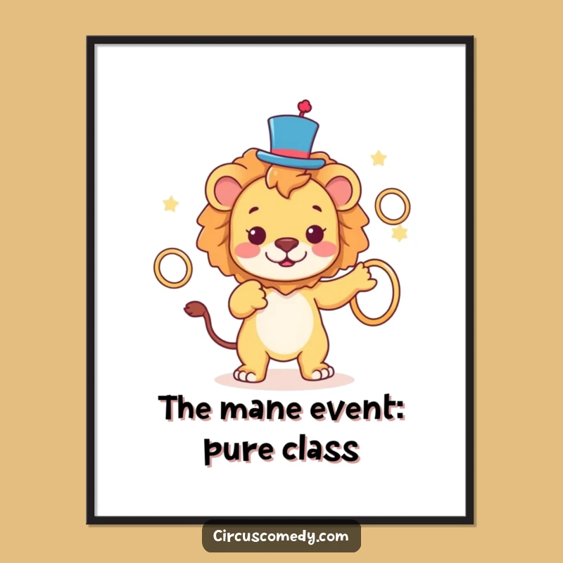 Free Printable Lion Top Hat Art: Funny Juggling Downloadable Wall Decor