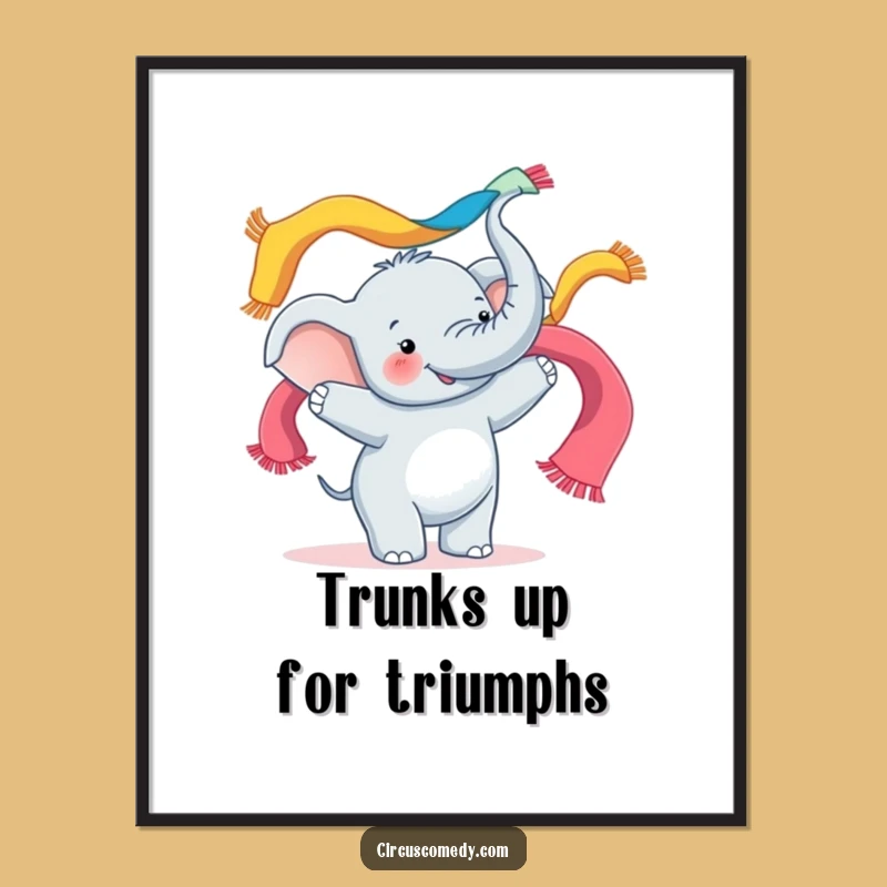 Free Printable Wall Art: Happy Elephant Juggling Scarves Downloadable Decor