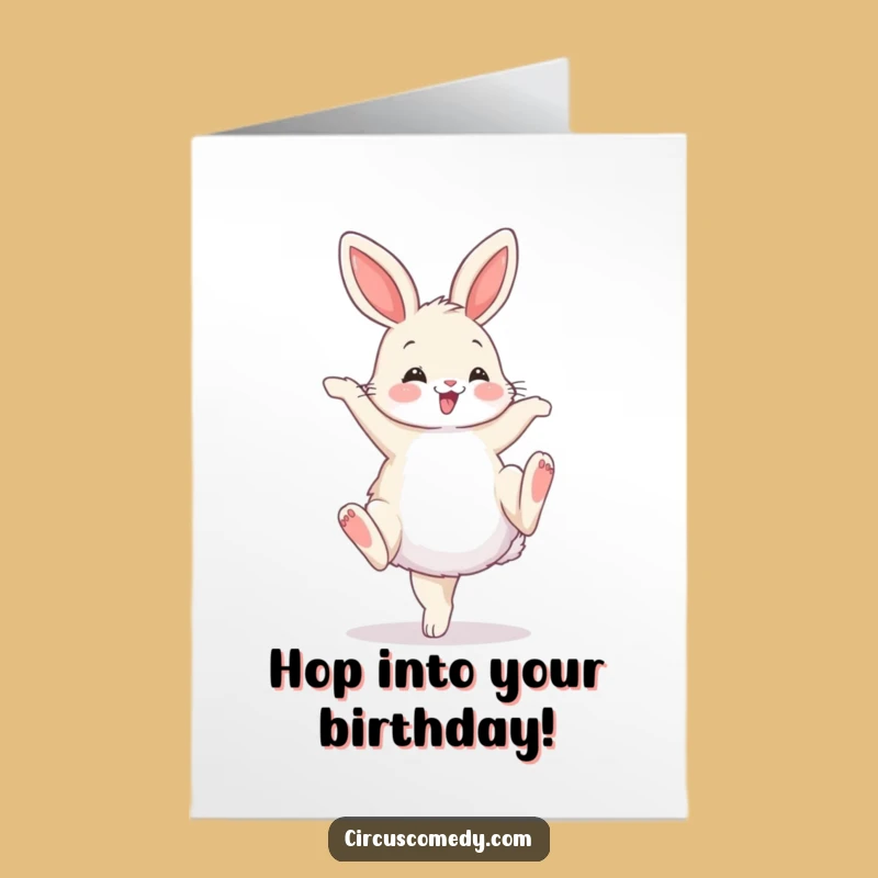 Free Printable Birthday Card: Bunny Cartwheel Fun Downloadable Gift