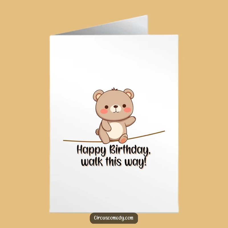 Free Printable Birthday Card: Happy Bear Tightrope Walker, Joyful Downloadable Gift