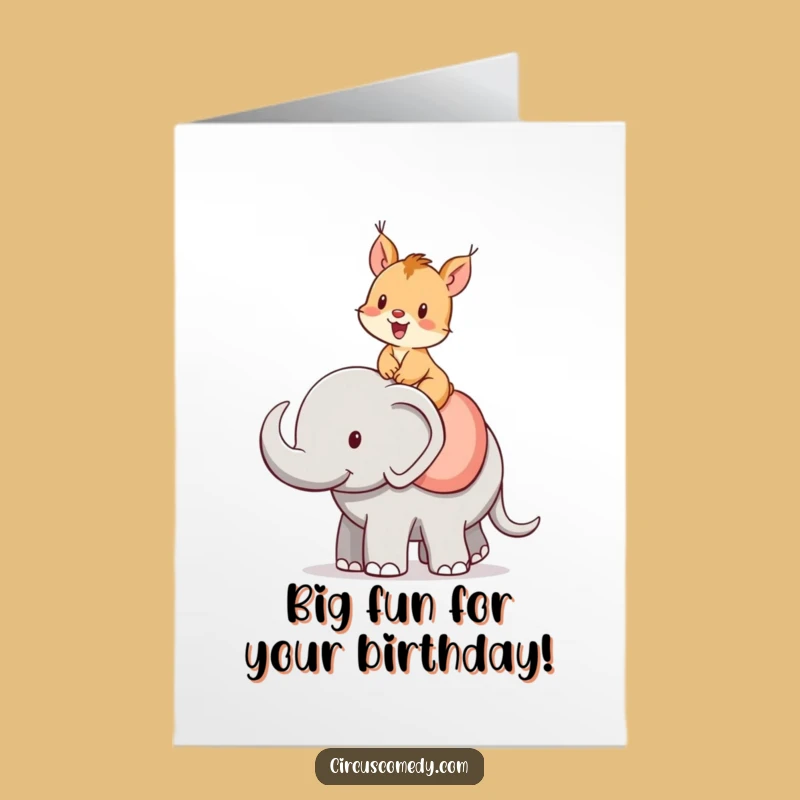 Free Printable Birthday Card: Squirrel on Elephant for a Gigantic Downloadable Gift