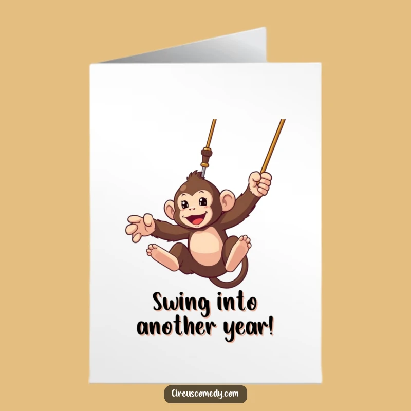 Free Printable Birthday Card: Monkey Swinging Fun - Downloadable Gift