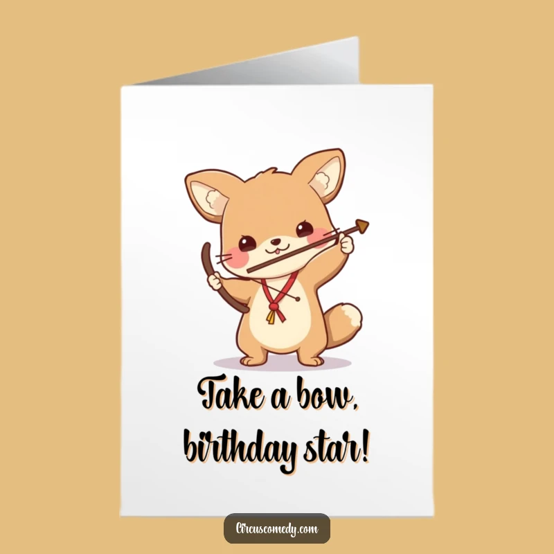 Free Printable Birthday Card: Focused Animal Bow - Dramatic Downloadable Gift