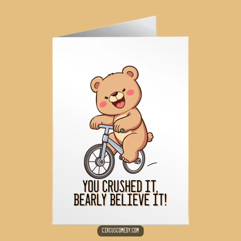 Free Printable Bear Unicycle Congrats Card: Funny Achievement Downloadable Gift